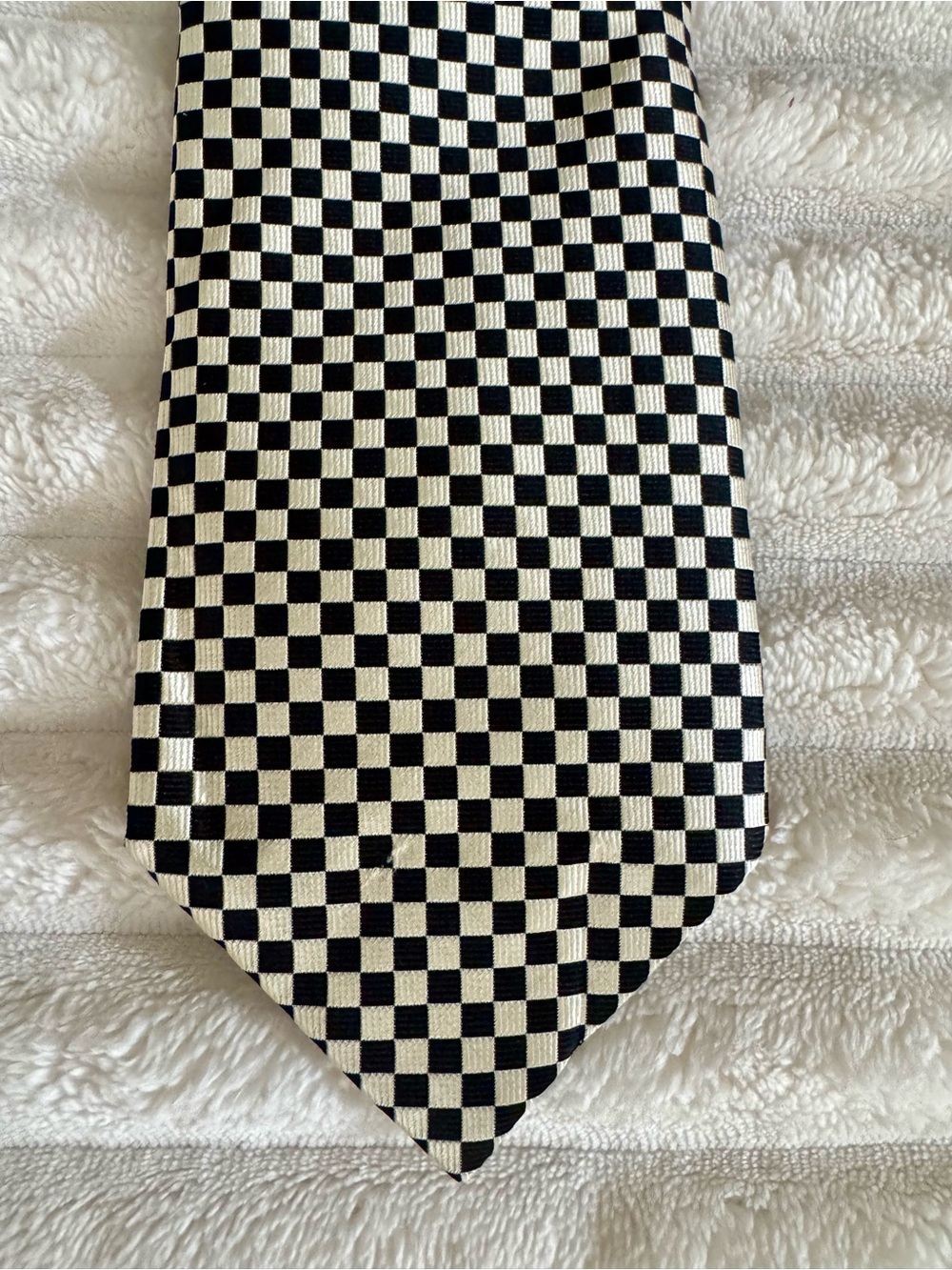 B. Brook Ltd. Haberdashers Vintage Checkered Tie Cream Black Chess Board